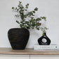 handmade textured ceramic vase in black anthracite and gold for modern interior decor