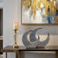 handmade crescent ceramic decor set in blue grey and gold for modern interiors