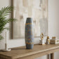 handmade tall cylinder ceramic vase in blue grey and gold for modern interior decor