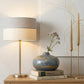 handmade flat ceramic vase in blue grey and gold for modern interior decor