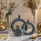 handmade grey and gold ring ceramic vase set for modern interior decor