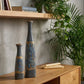 handmade tall ceramic vase set in blue grey and gold for modern interior decor