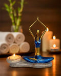 Third Eye Chakra Yogini Candle Holder (22 cm) – Handmade Indigo Blue Spiritual Designer Decor