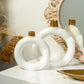 handmade white ceramic double ring vase set for modern interior decor