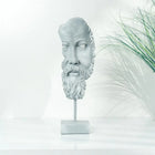 handmade zeus bust sculpture with antique grey distressed finish